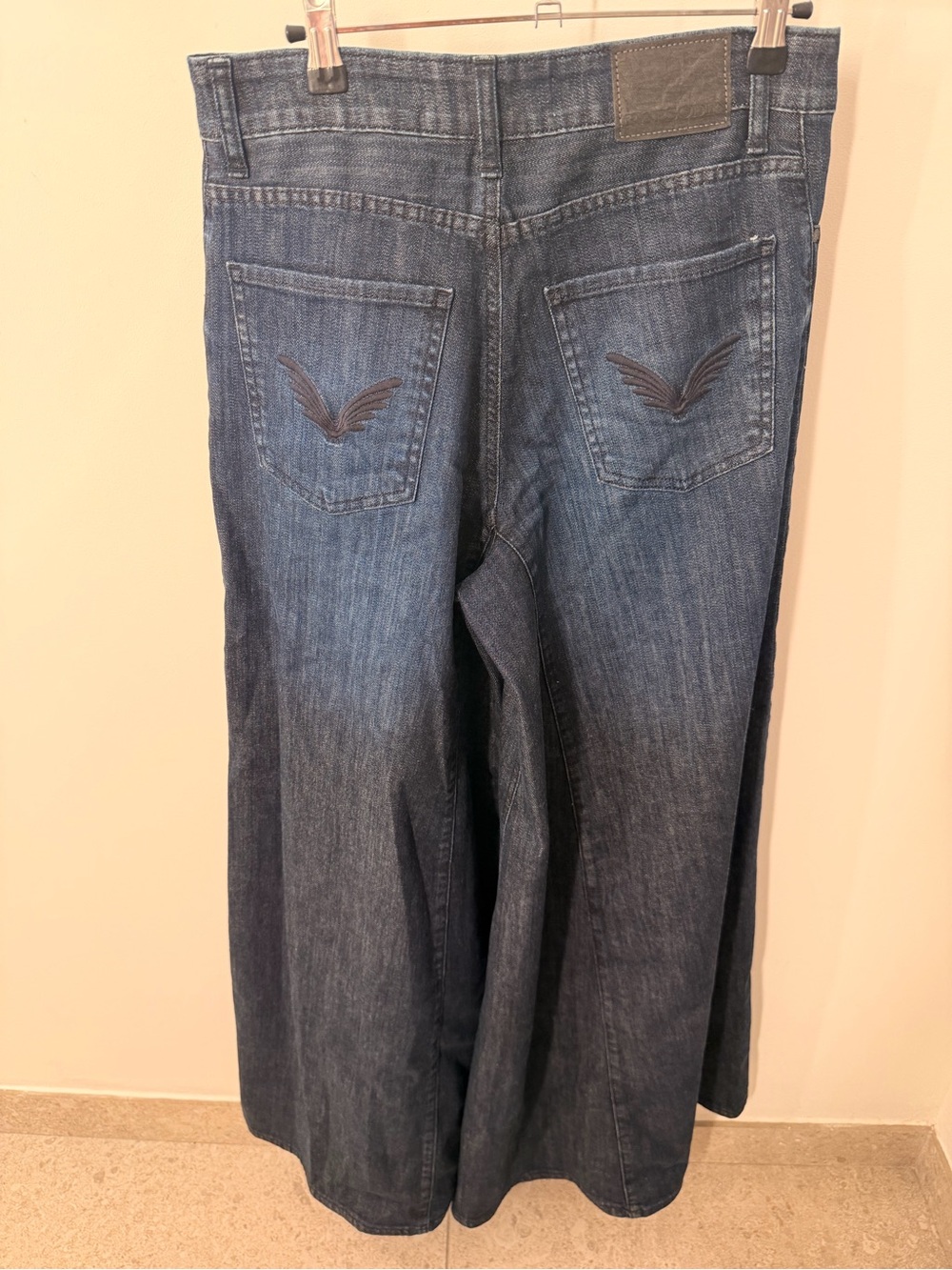 RAPSODIA Dark Wash Wide Leg Jeans with Back Pocket Embroidery